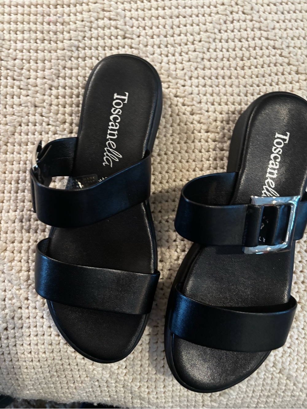 Black sandals made in Italy.